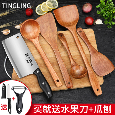 全套不锈钢菜刀菜板片刀二合一菜刀厨房切肉刀家用刀具案板套装W8169