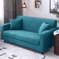 三人双人弹力全包萬能沙发套沙发套罩沙发垫通用全盖布 西湖蓝 XL码(测量长度235-300cm适用,一般用于四人位沙发)