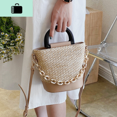 夏天编小包包洋气女包2020流行新款潮时尚斜挎包百搭编织水桶包NEW LAKE女士单肩包