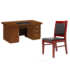 巴洛卡油漆办公桌椅组合1.4米办公桌+办公椅*1单人位职员桌胡桃色
