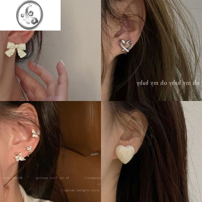 JiMi越同款蝴蝶结耳钉2023年新款潮耳夹女无耳洞耳饰气质高级耳环