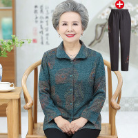 迪鲁奥(DILUAO)老年人女装秋装2021新款翻领春秋衬衫60-70岁奶奶小码妈妈矮个子