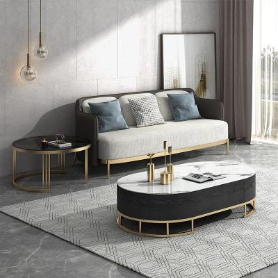 现代简约茶几电视柜组合小户型边柜大理石岩板客厅轻奢家具套装