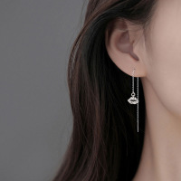 s925纯银嘴唇耳线女简约时尚长款流苏耳坠高级感气质耳链百搭耳环送女朋友老婆情人节七夕生日礼物