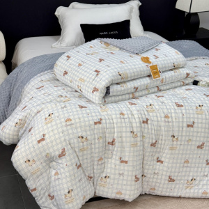 软糯针织棉豆豆绒拉布布四季被可爱卡通羽丝棉冬被芯春秋被子冬被