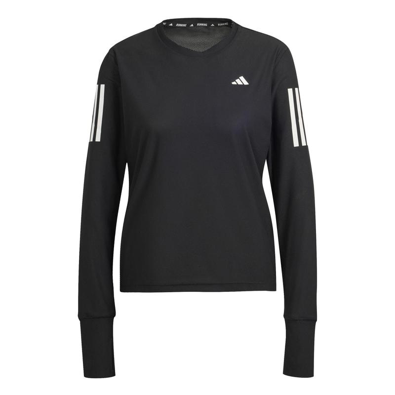 Adidas女款运动长袖T恤速干透气反光条设计再生材质户外训练衫