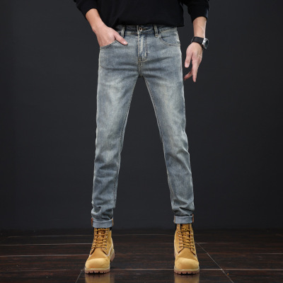 春秋男牛仔裤小脚修身铅笔裤男士新款轻奢时尚弹力男生长裤子