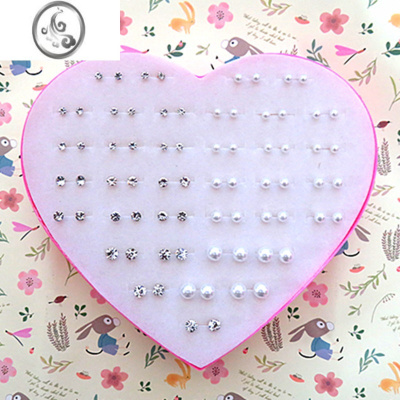 JiMi白珍珠耳钉大中小韩版简约时尚百搭个性迷你超小防过敏塑料针胶棒