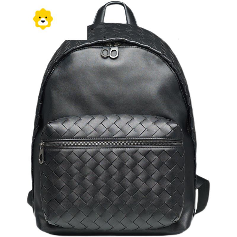 fenghoux&bv双肩包男休闲男士背包学生书包大容量编织男包商务旅行包