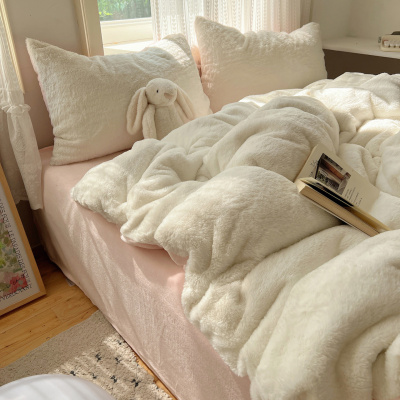 撸毛感~ | ins少女A类加厚兔毛绒四件套秋冬保暖牛奶绒珊瑚绒床品