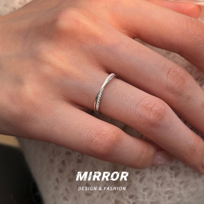 925纯银交织线条简约戒指女指环随形食指配饰ins风饰品送女朋友老婆情人节七夕生日礼物