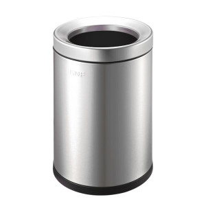 GNF垃圾桶12L不锈钢无盖垃圾桶防指纹商用家用卧室客厅厨房专用厕所卫生间 SF12-Y01 圆形桶