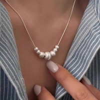 闪丝效果磨砂球项链女氛围感ins风喷砂百搭锁骨链小众高级感新品送女朋友老婆情人节七夕生日礼物