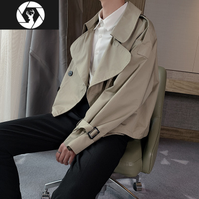 HongZun轻熟风男装2020新款秋冬装高级感心机上衣设计感冬季短款风衣夹克风衣