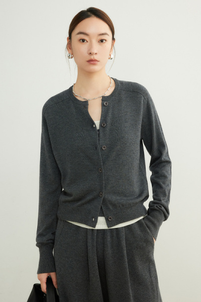 美利奴 精仿羊毛针织开衫女装25春季新款休闲百搭基础款毛衣外套