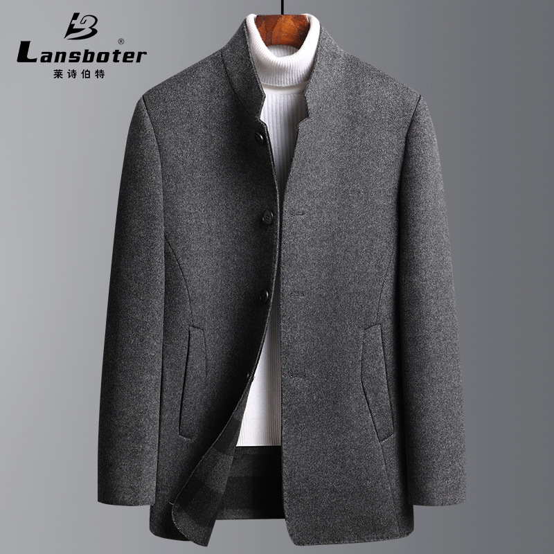 秋冬新款男士手工双面呢羊毛大衣男中长款羊绒呢子大衣风衣男外套