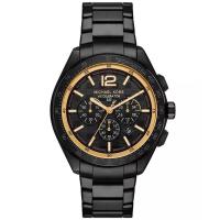 Michael Kors 男表 男士黑色不锈钢计时腕表 时尚运动奢华精致手表 送男友