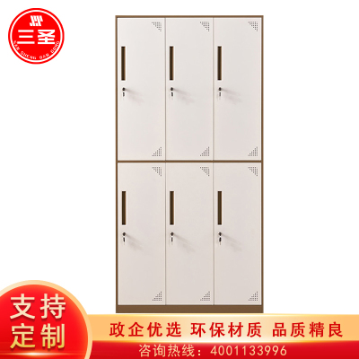 三圣 办公家具拆装办公更衣柜咖色铁皮柜6门更衣柜员工宿舍换衣柜带锁衣帽柜储物柜子