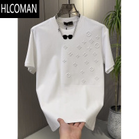 HLCOMAN夏季欧货轻奢男士潮流潮牌高端钢印短袖痞帅休闲百搭圆领T恤