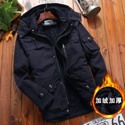 NEWLAKE冬季棉衣男中长款加绒加厚棉服宽松大码男装棉袄中年男士外套斜纹棉衣