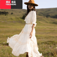 YIBUSHENG波西米亚连衣裙民族风长裙长袖裙子大西北新疆旅游衣服女装流苏裙