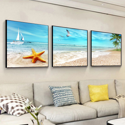 舒厅北欧客厅装饰画简约风格沙发背景墙挂画餐厅画现代三联画玄关壁画海景（30*30cm）