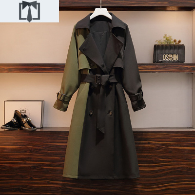 SUNTEK大码女装2020年秋冬新款洋气200斤外套胖妹妹宽松显瘦中长款风衣风衣