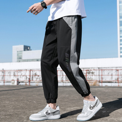 99元两件-风涵青男士休闲裤男工装运动裤宽松休闲百搭长裤韩版潮流束脚九分裤男装