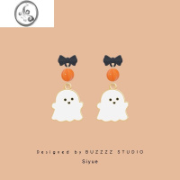 JiMi原创设计幽灵耳环撞色可爱少女心个性百搭耳钉无耳洞耳夹耳饰