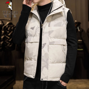 啄木鸟连帽羽绒马甲男士坎肩背心冬季新款潮牌加厚保暖马夹外套男