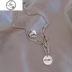 女生笑脸项链实爱心配黑色毛衣链短链嘻哈精致长款颈链蹦迪男吊坠 JiMi 笑脸爱心，项链