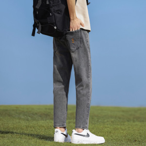春秋九分牛仔裤男潮流痞帅修身小脚裤男士刺绣舒适简约休闲裤男款