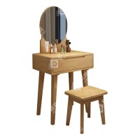 居将 JJ4031138 简约实木梳妆台60cm小型化妆桌原木色含凳子