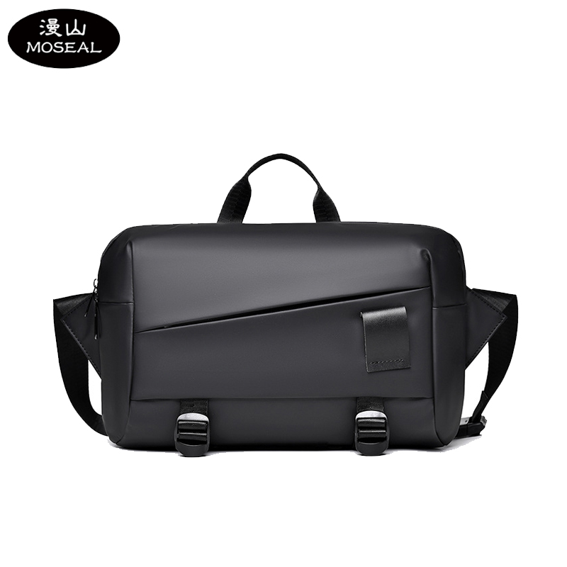 漫山 时尚休闲简约单肩斜挎包男士胸包大容量潮流百搭旅行包 MS-2198 (个) 黑色