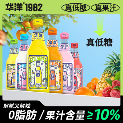 华洋1982汽水白桃樱花味果汁型碳酸饮料358ml*6瓶