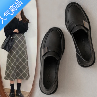 SUNTEK英伦正装小皮鞋女中跟黑色职业乐福鞋单鞋工鞋女夏软皮软底不累脚