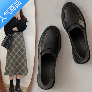 SUNTEK英伦正装小皮鞋女中跟黑色职业乐福鞋单鞋工鞋女夏软皮软底不累脚