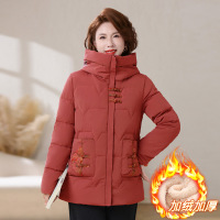 中老年女装新款妈妈棉衣冬季保暖外套时尚简约中年装加绒棉服女