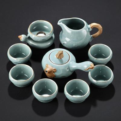 家柏饰(CORATED)哥窑陶瓷功夫茶具套装家用整套泡茶简约盖碗茶壶茶杯茶道配件
