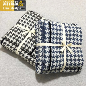 千鸟格加厚天竺棉四件套被套床单针织棉1.8m床上用品棉棉 三维工匠