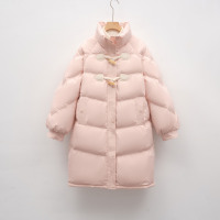 羽绒服宽松白鸭绒牛角扣女新款冬季保暖加厚外套中长款潮