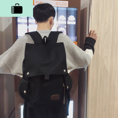 男士翻盖休闲包文艺风电脑背包学生帆布书包双肩包时尚潮流旅行包NEW LAKE Z15