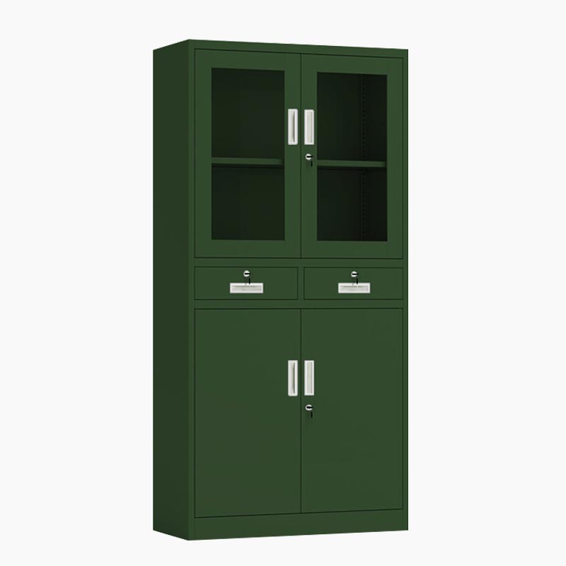 汉诺鑫威绿色铁皮文件柜办公室档案柜资料柜财务凭证柜钢制办公柜子加厚二斗器