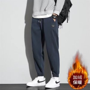 冬季加绒休闲卫裤男士男装时尚潮流青少年束脚运动裤