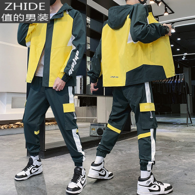 SUNTEK痞帅气一套工装青少年男士休闲套装春季夹克韩版潮流男生衣服搭配夹克