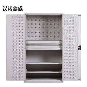 汉诺鑫威工具柜加厚铁皮储物柜工厂车间用带抽屉汽修多功能收纳柜通门内二抽柜灰白色