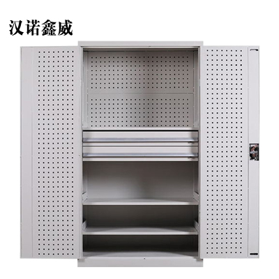 汉诺鑫威工具柜加厚铁皮储物柜工厂车间用带抽屉汽修多功能收纳柜通门内二抽柜灰白色