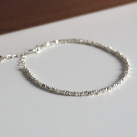 S925纯银不规则碎银子简约手链脚链气质森系清新学生礼物潮女手饰送女朋友老婆情人节七夕生日礼物