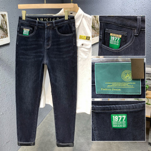 北方加绒牛仔裤男士潮牌刺绣百搭直筒裤男冬季品质舒适裤男式