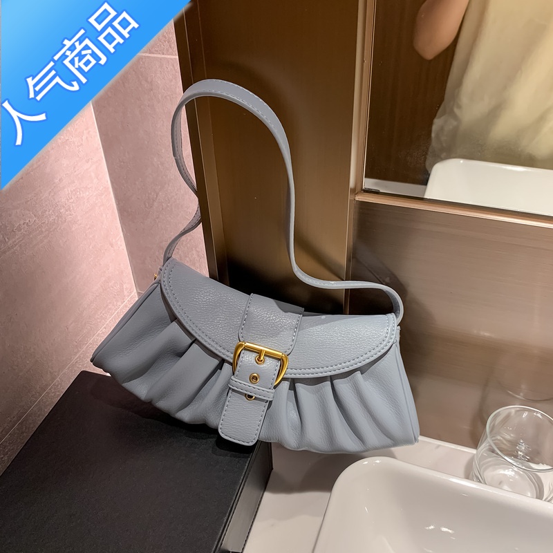 封后东胜法式褶皱云朵饺子包包2022新款潮女包小包斜挎单肩腋下法棍包